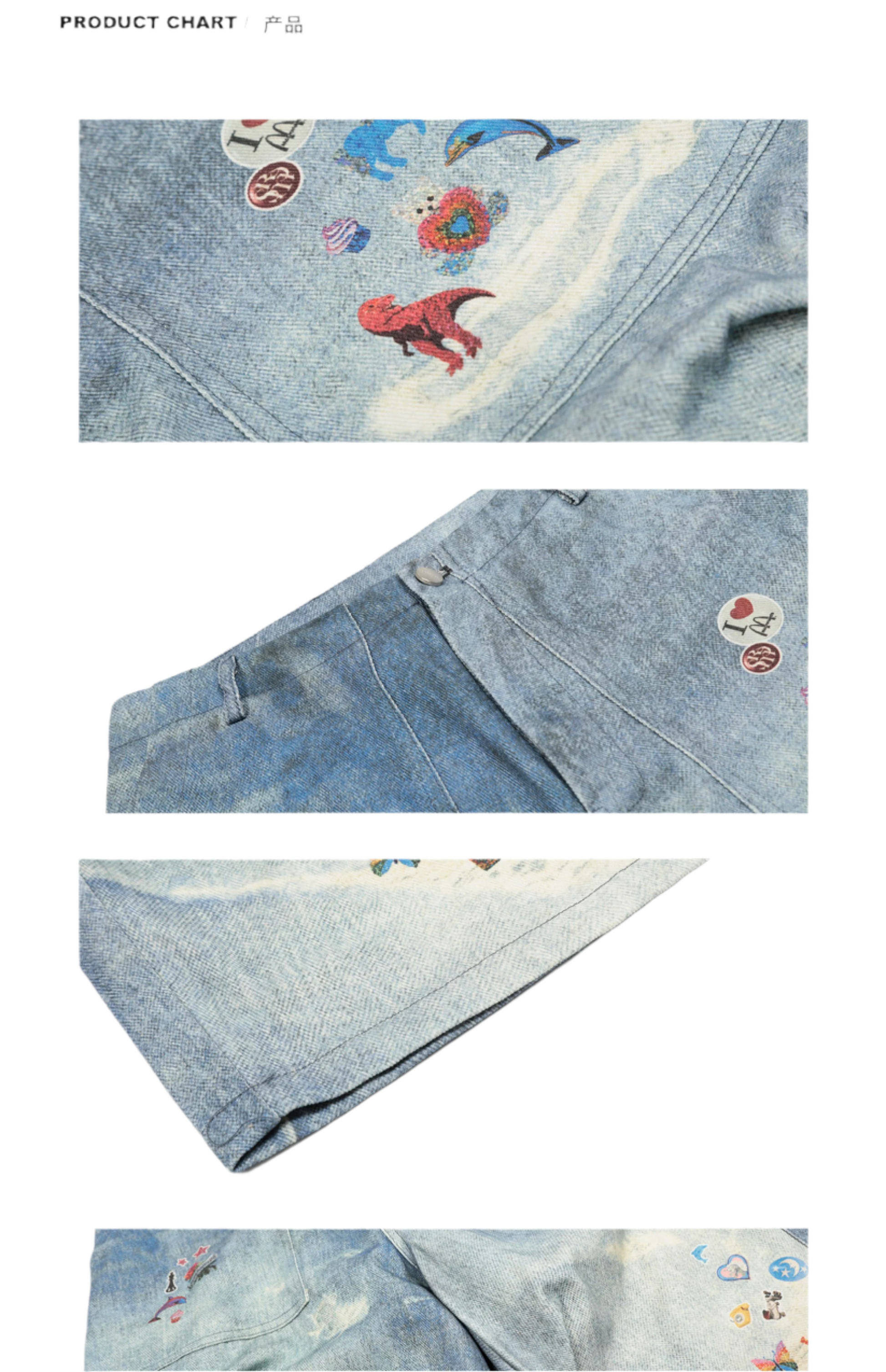 Denim Graffiti Cropped Jeans