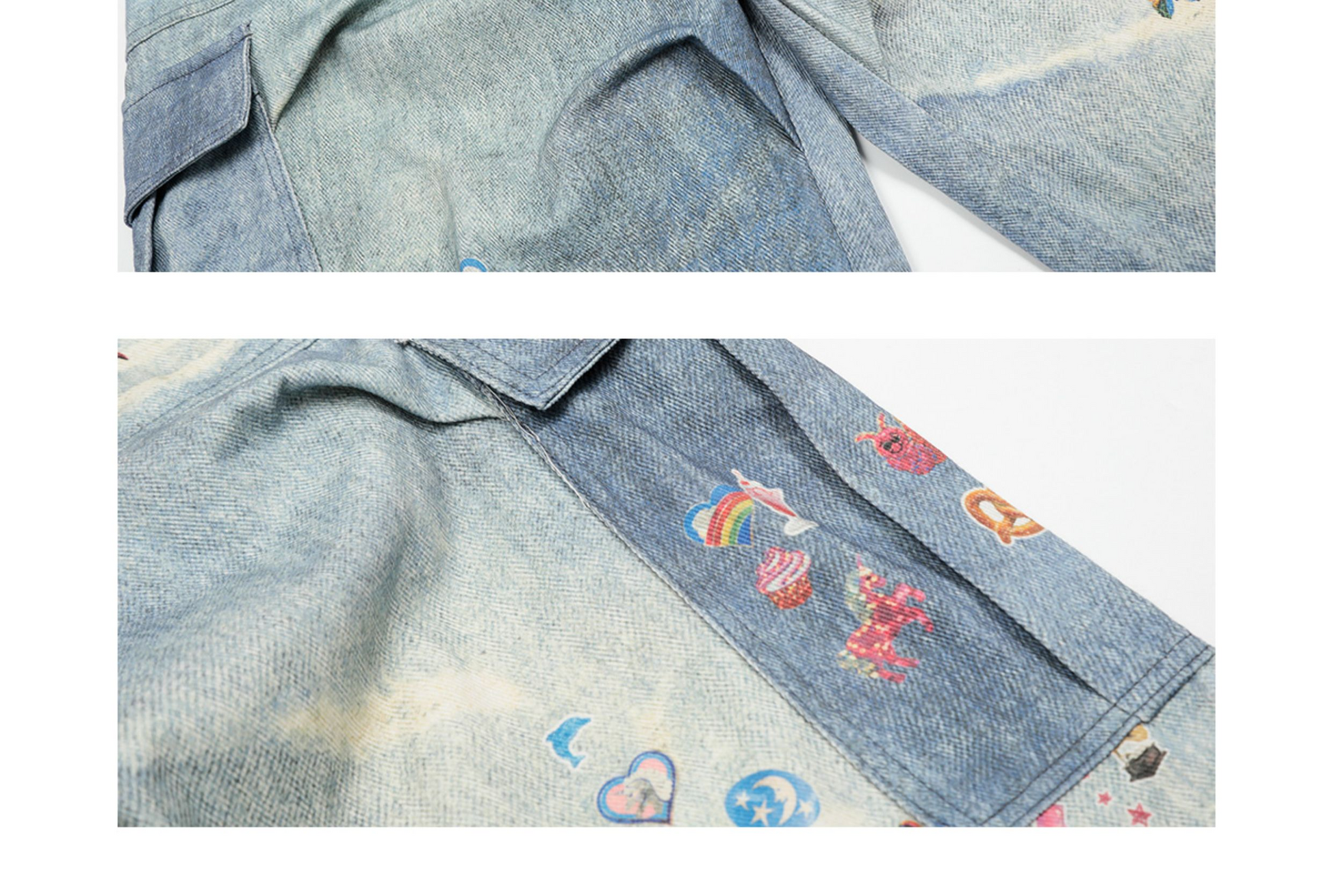 Denim Graffiti Cropped Jeans