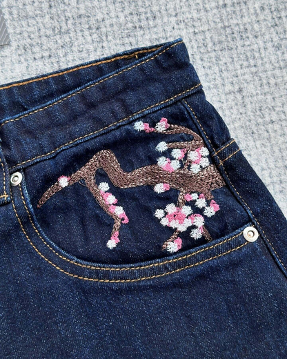 Blossom Embroidered Denim