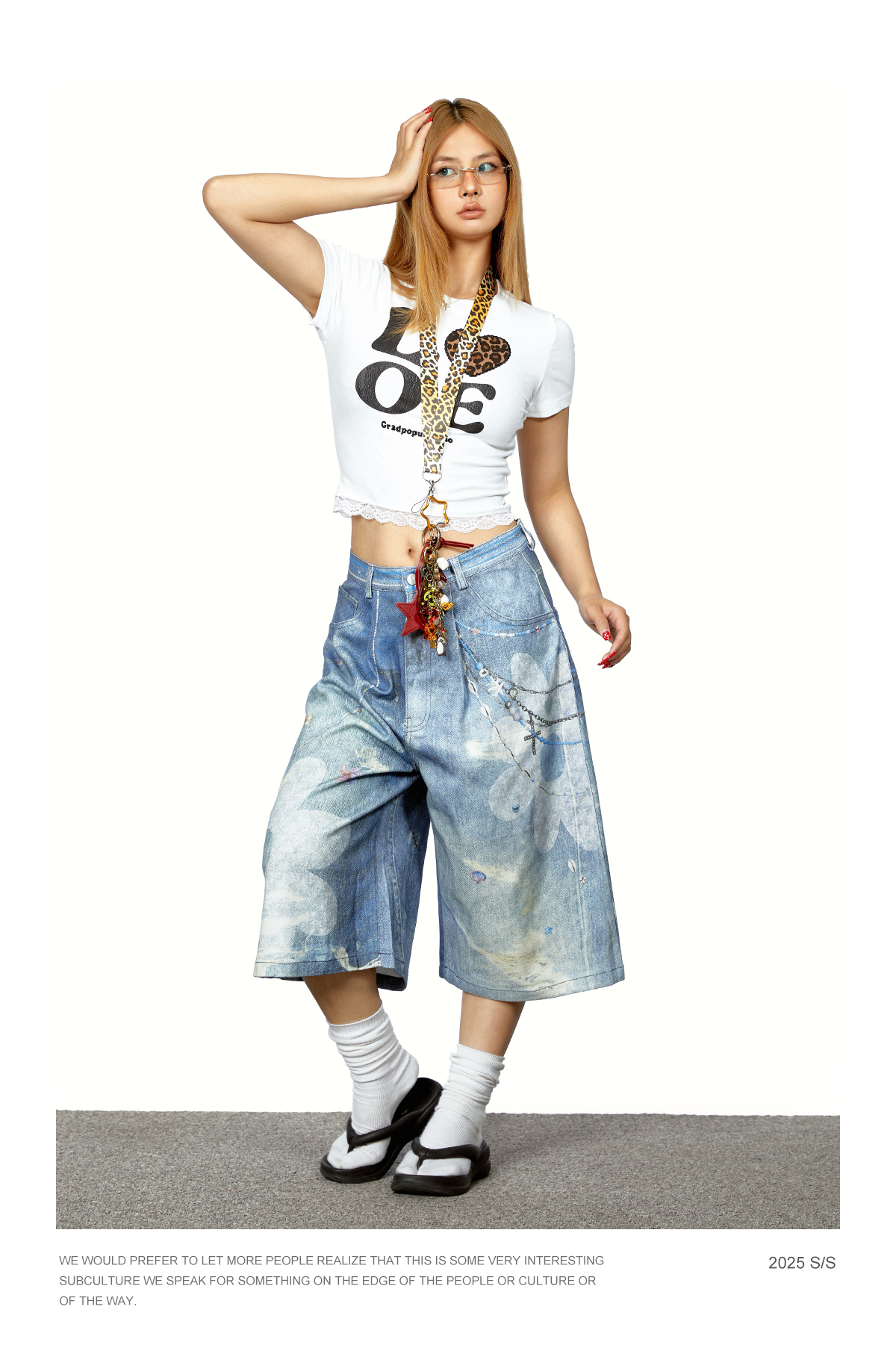 Chain Flower Jeans