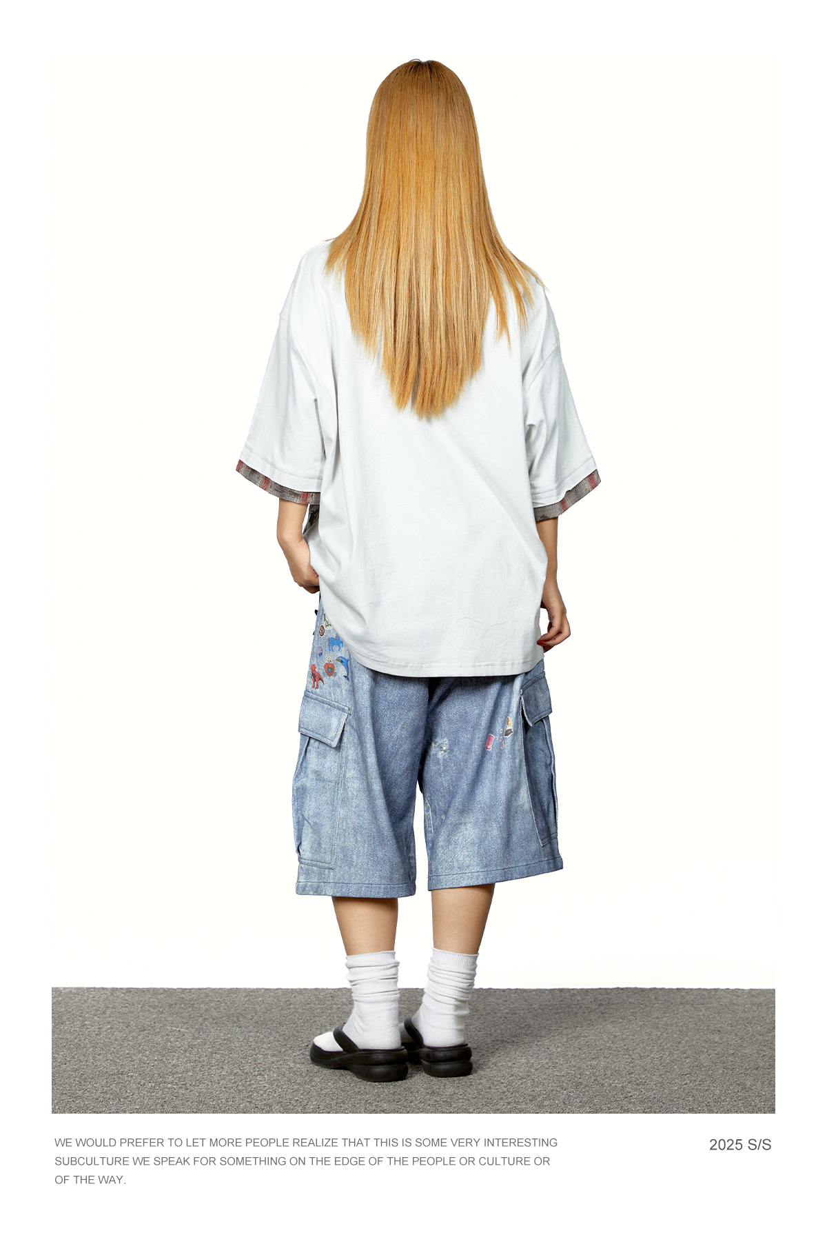 Denim Graffiti Cropped Jeans