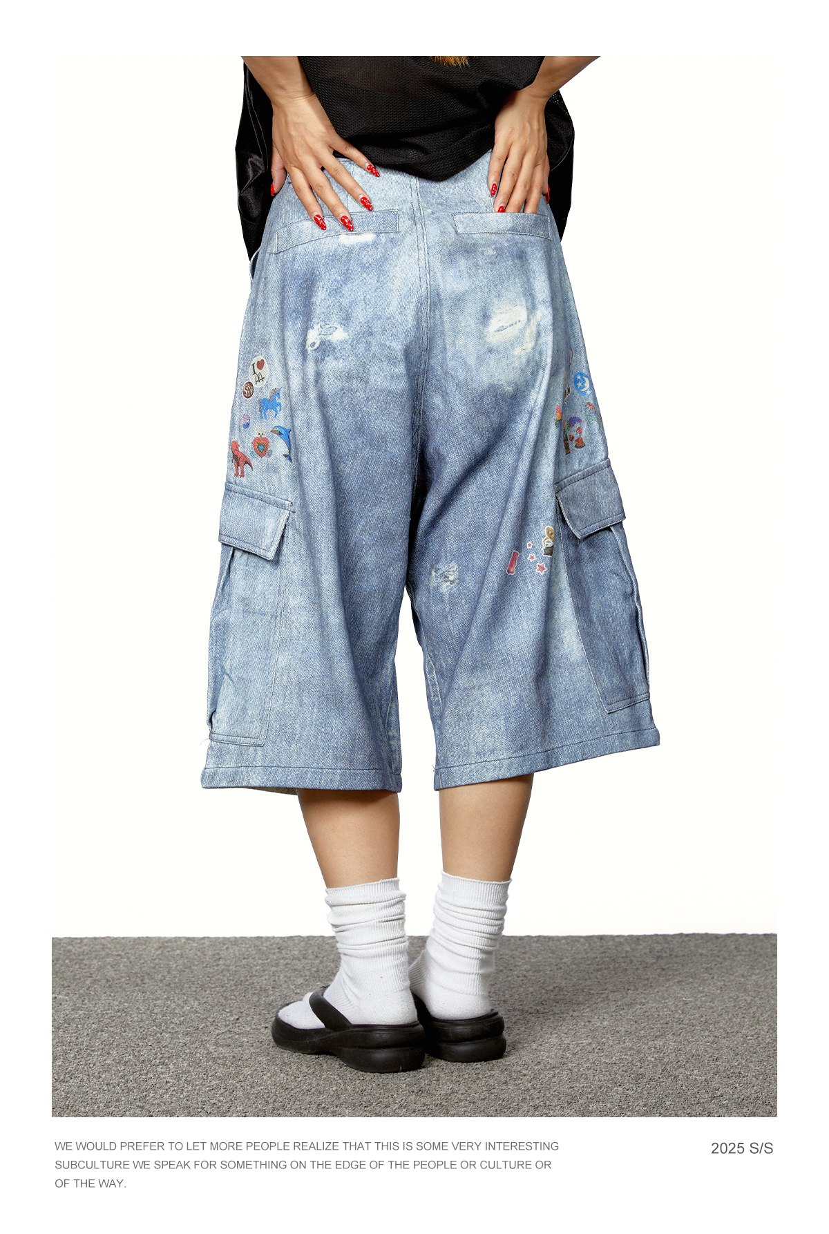 Denim Graffiti Cropped Jeans