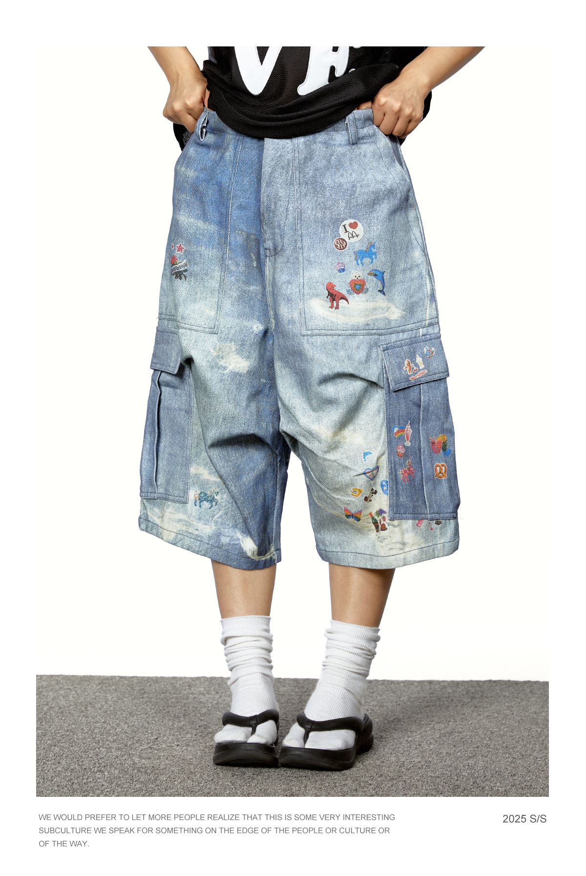 Denim Graffiti Cropped Jeans
