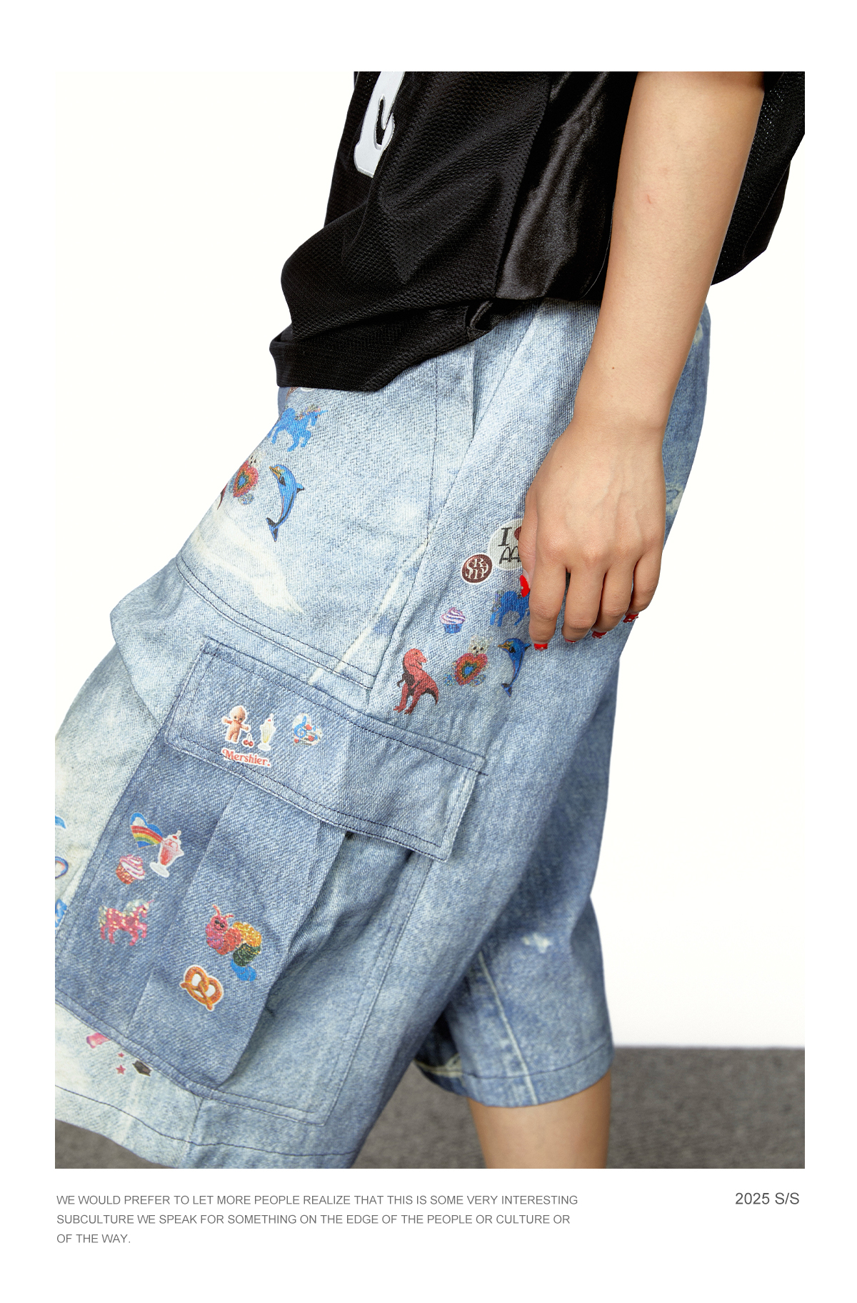 Denim Graffiti Cropped Jeans