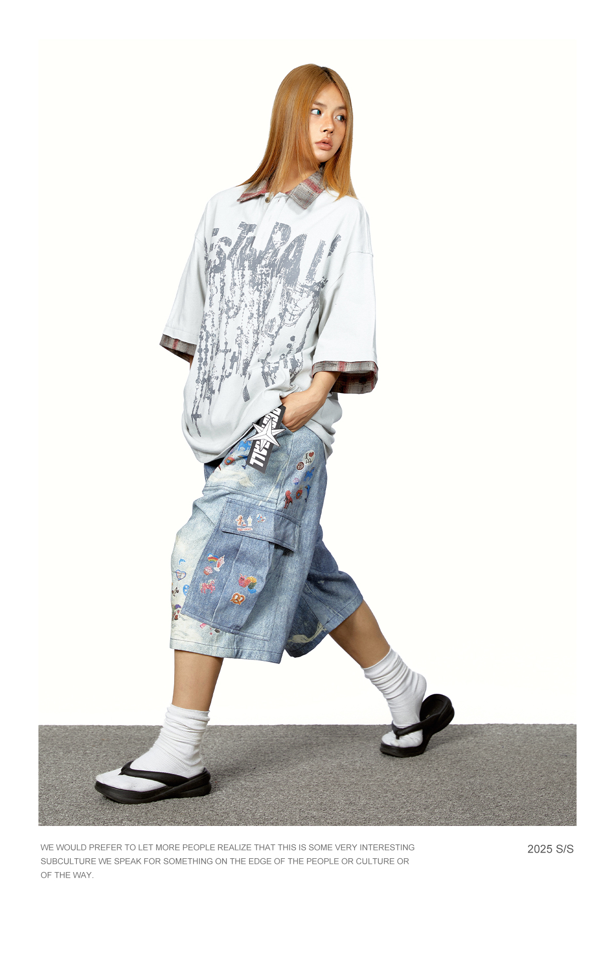 Denim Graffiti Cropped Jeans