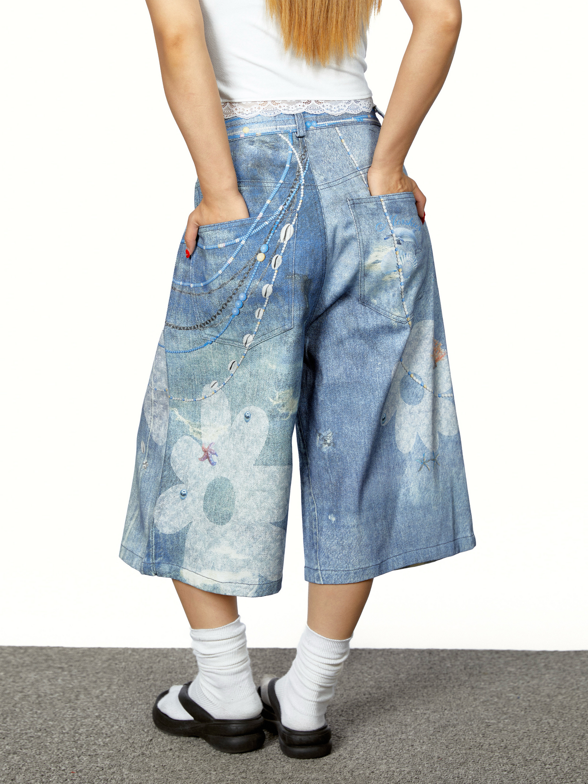 Chain Flower Jeans