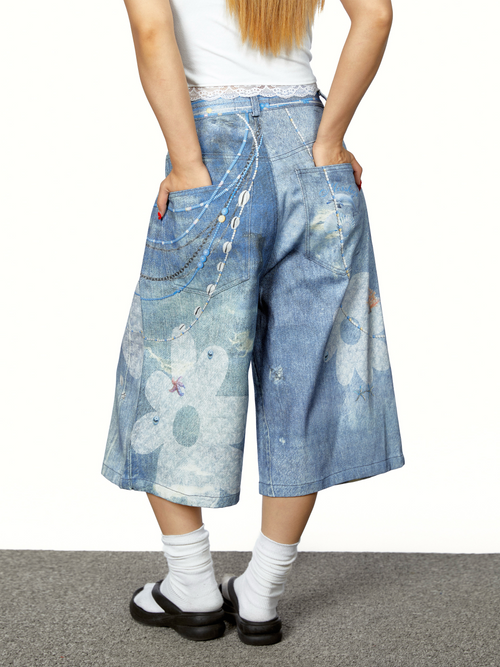 Chain Flower Jeans
