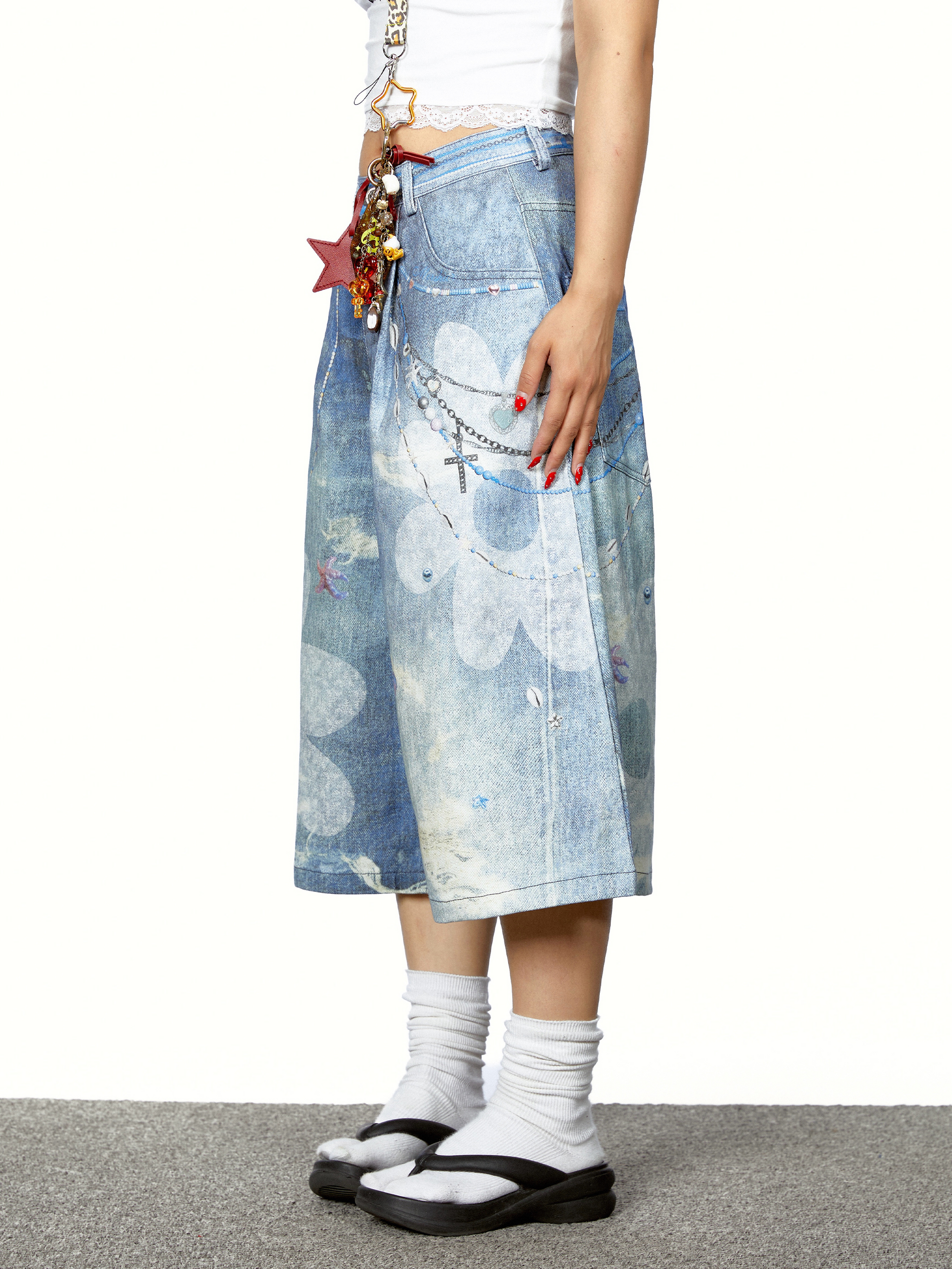 Chain Flower Jeans