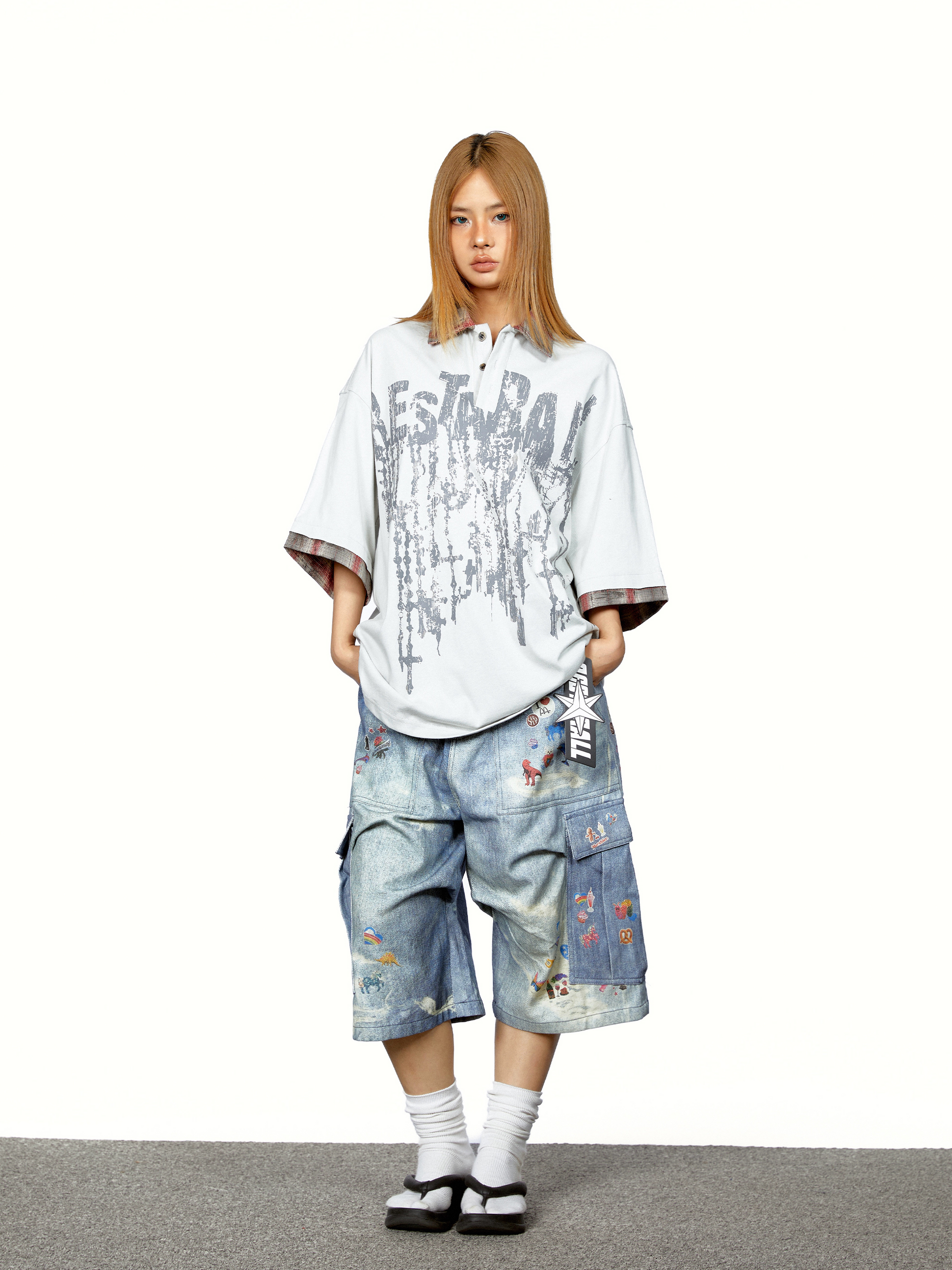 Denim Graffiti Cropped Jeans